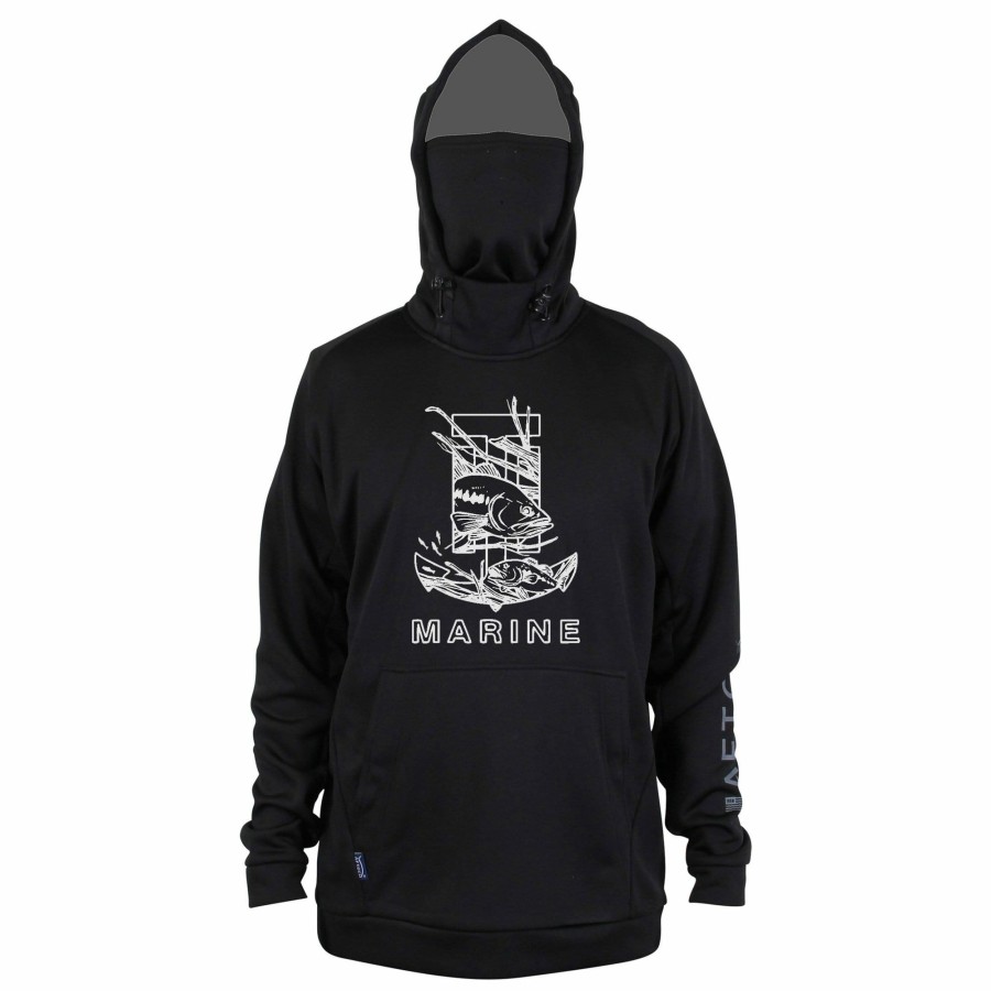 T-H Marine Black Aftco Reaper Technical Fleece Hoodie Hoodies