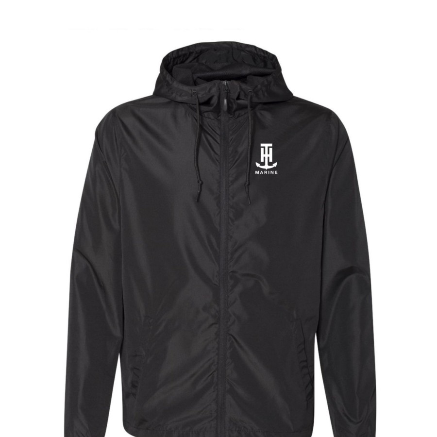 T-H Marine Black Lightweight Windbreaker Jacket Hoodies