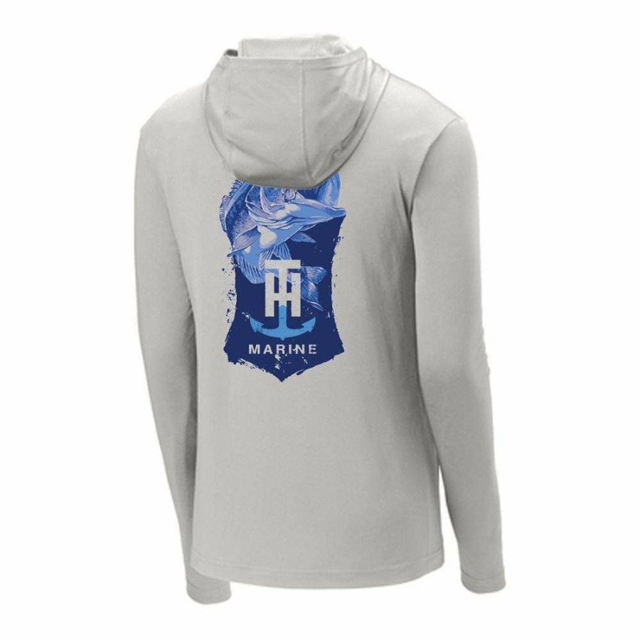 T-H Marine Blue Bass Hooded Performance T-Shirt Tees